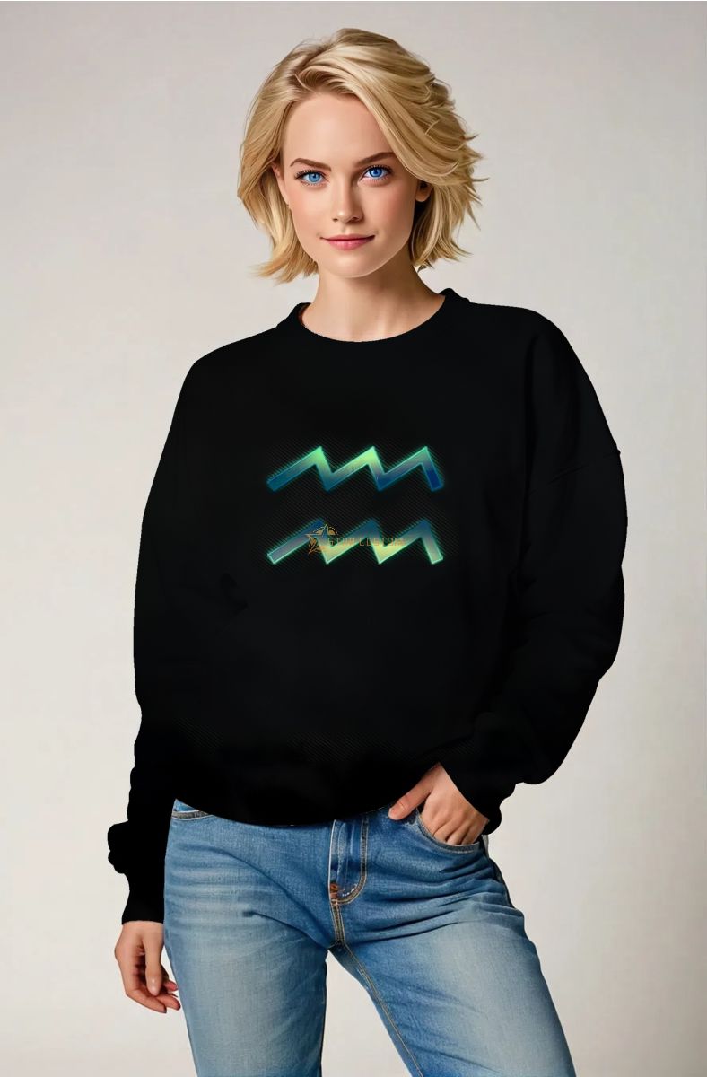 Aquarius Symbol Gradient Sweatshirt Unisex in Black