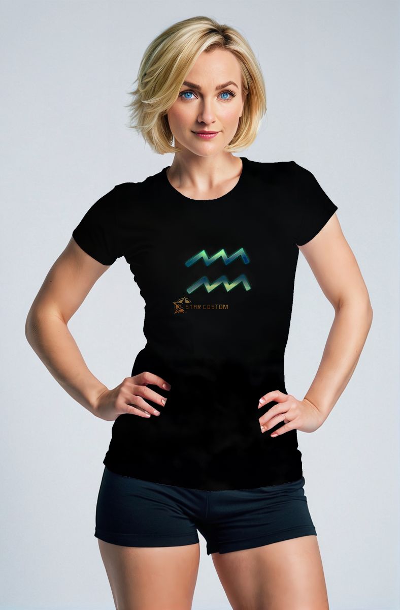 Aquarius Symbol Gradient Tee Unisex in Black