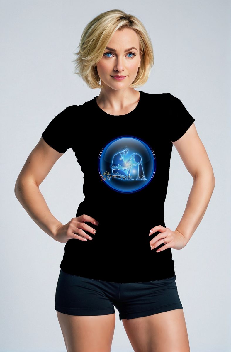 Hephaestus Guardian Aquarius Unisex Black T-shirts with Glowing Orb Design