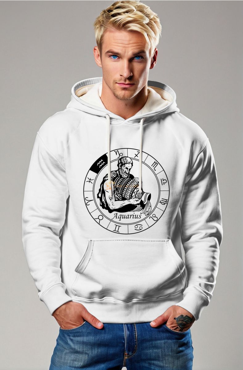 Aquarius Guardian Uranus Symbol Unisex White Hoodie