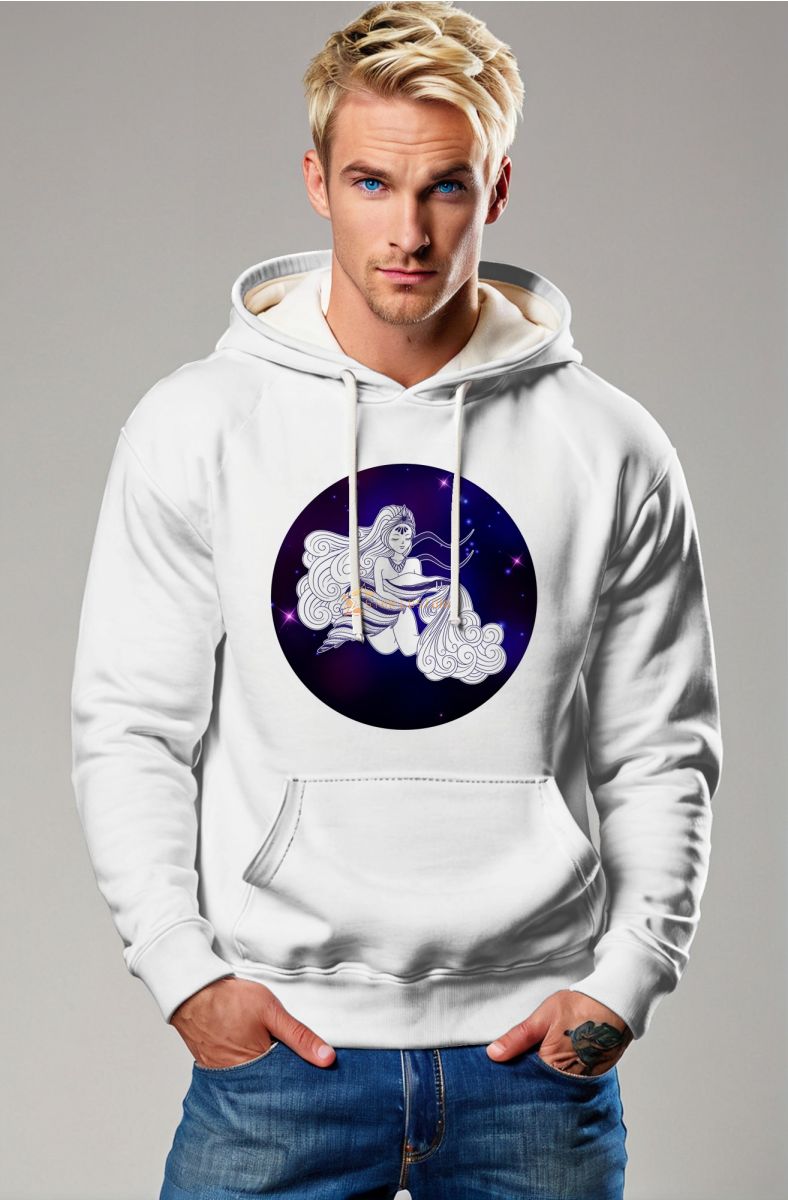 Aquarius Goddess Hercules Mythical Starry Night Unisex White Hoodie