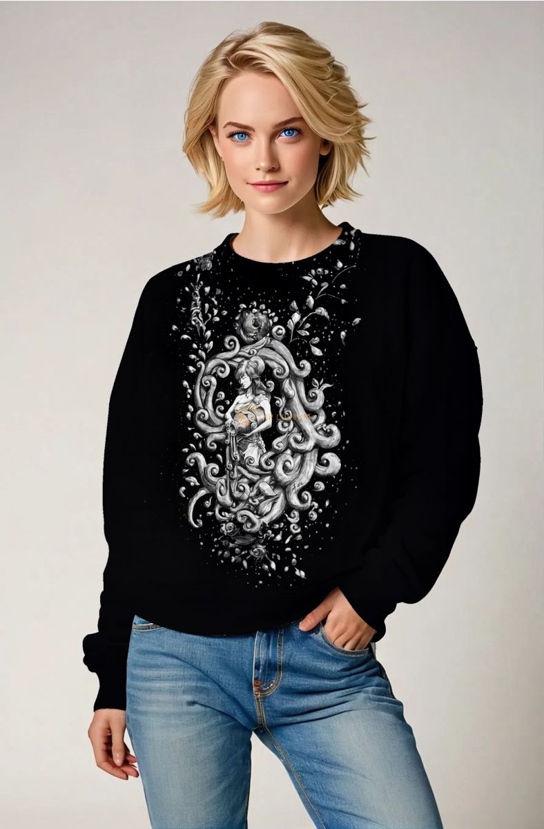 Aquarius Guardian Alcmene Water Pouring Vine Wrap Unisex Black Sweatshirt