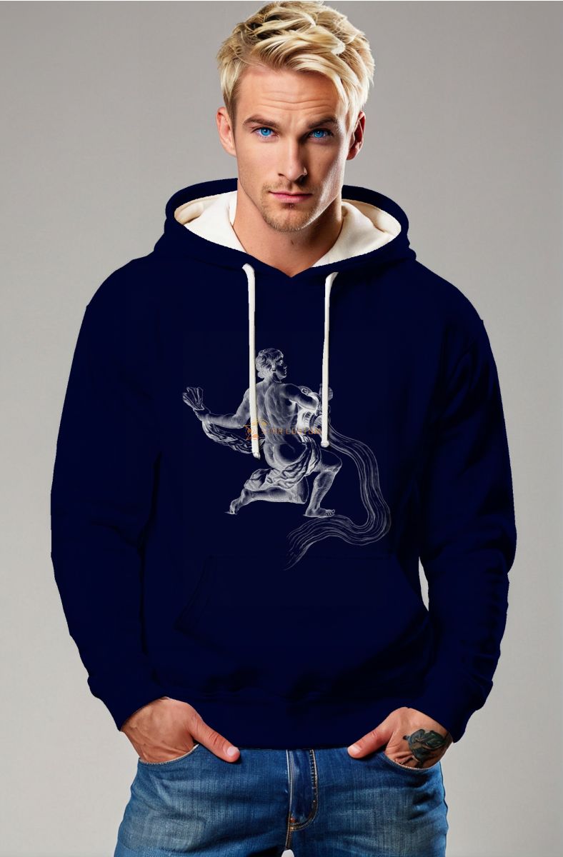 Aquarius Guardian Hephaestus Graphic Unisex Hoodie in Deep Blue