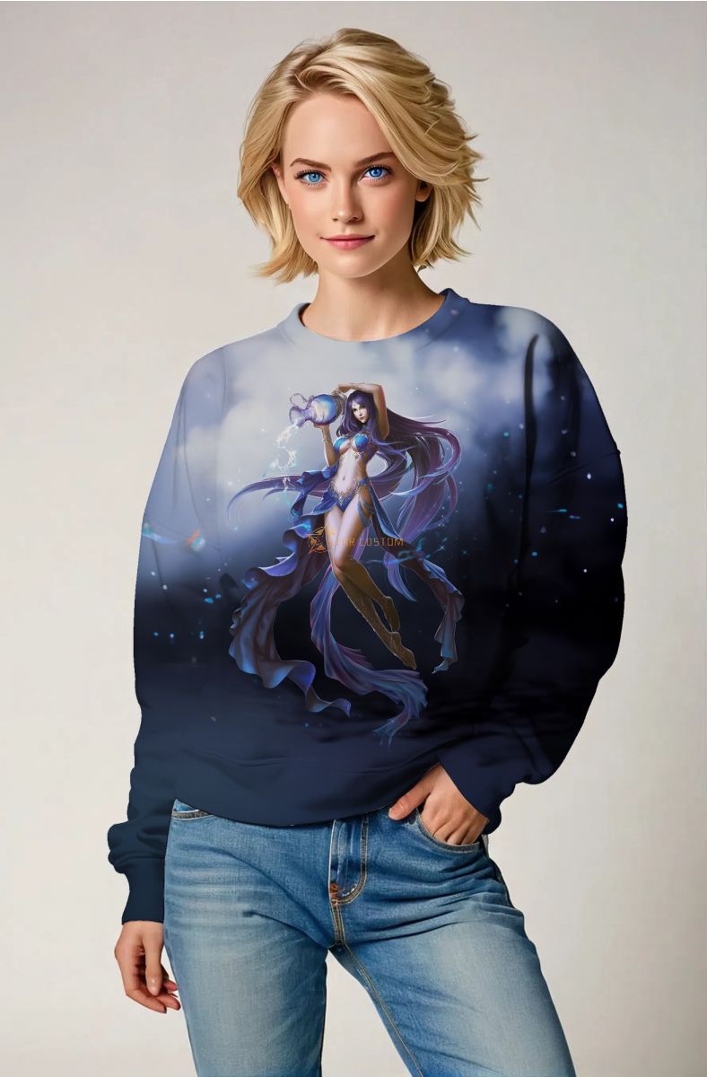 Hercules Guardian Aquarius Unisex Gradient Blue Sky Sweatshirts