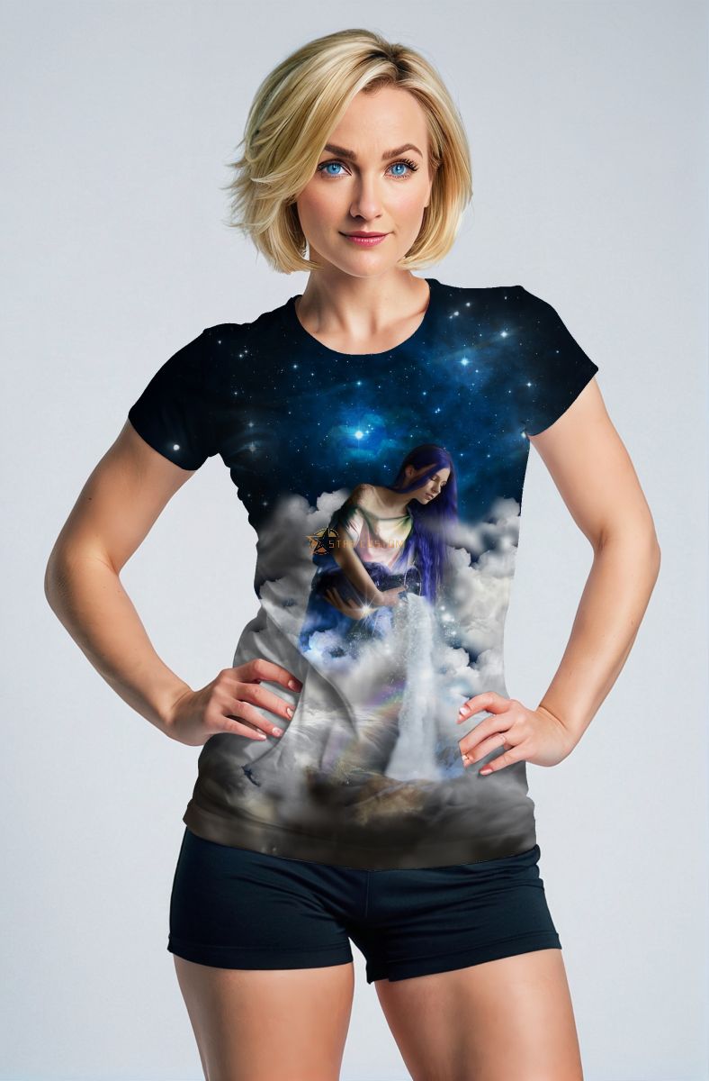 Aquarius Goddess Alcmene Blue Starry Sky Unisex T-Shirts