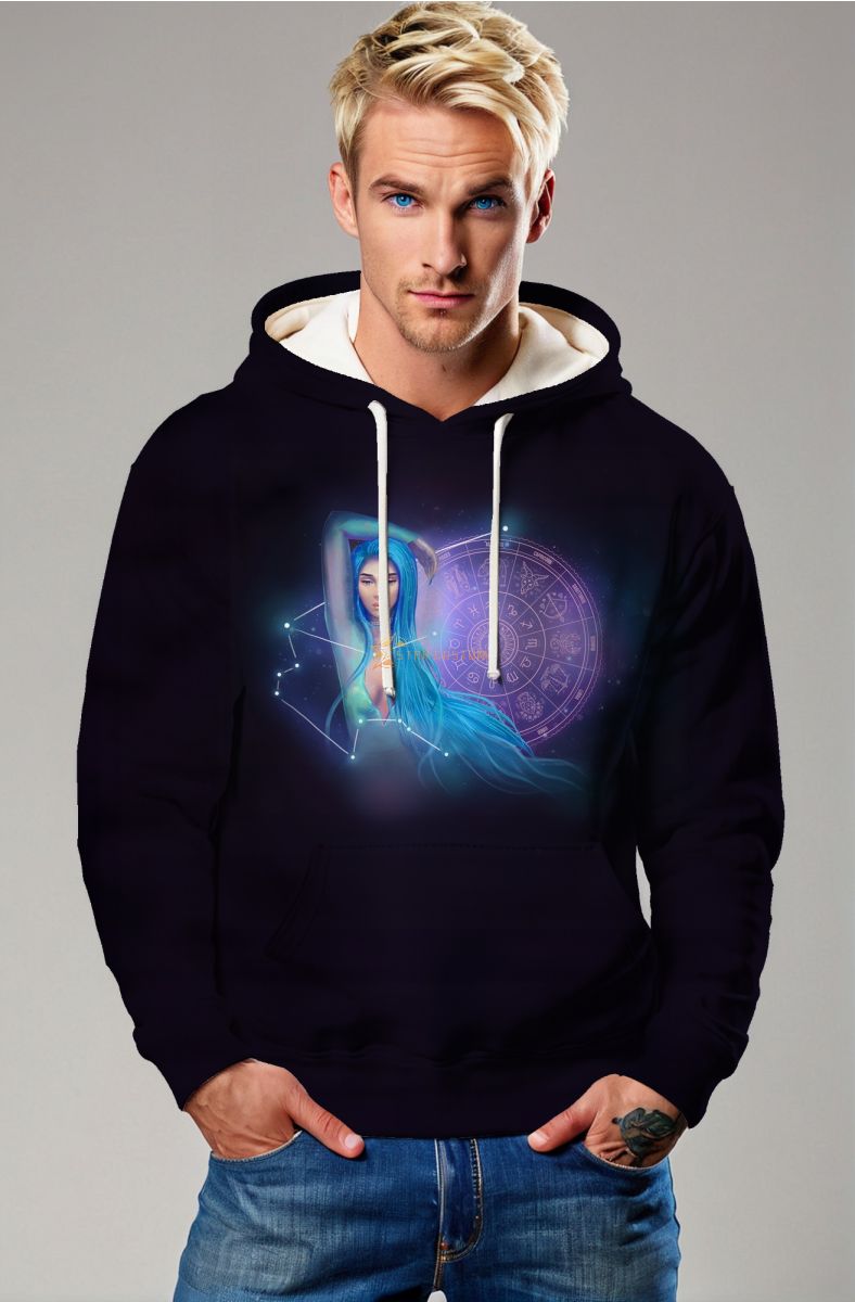 Wisdom Goddess Alcmene Aquarius Constellation Purple Star Chart Black Hoodie Unisex