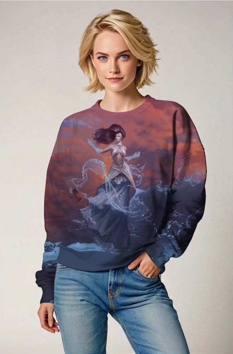 Aquarius Goddess Aphrodite Ocean Wave Unisex Brown Sweatshirt