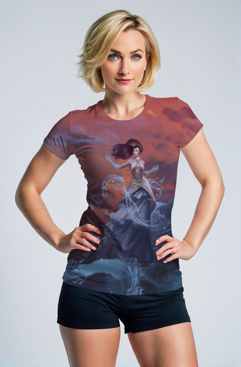 Aquarius Goddess Aphrodite Wave Crest Unisex T-Shirt in Mahogany Brown