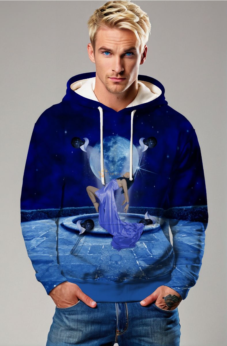 Helen's Aquarius Dance Under the Stars Unisex Hoodie with Cosmic Planetary Design