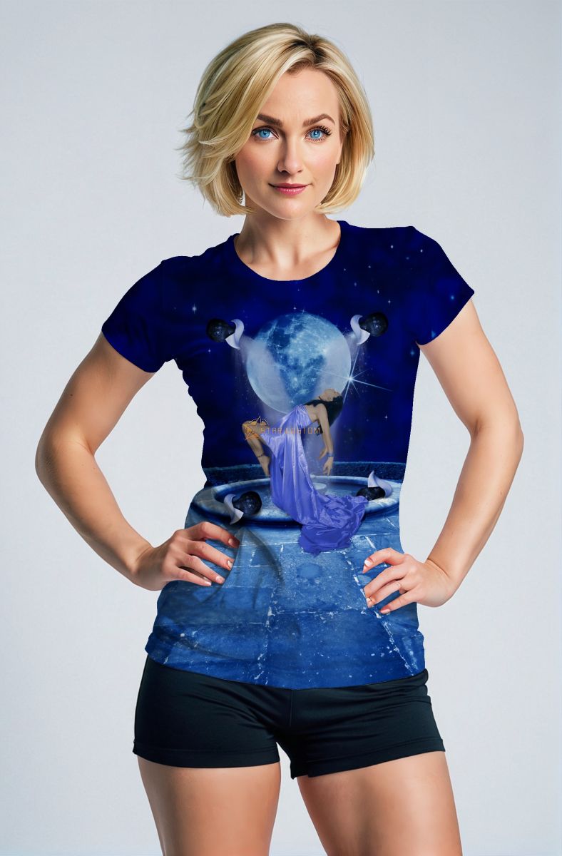 Helen's Cosmic Dance Aquarius Unisex T-Shirts with Starry Sky and Giant Planet Design