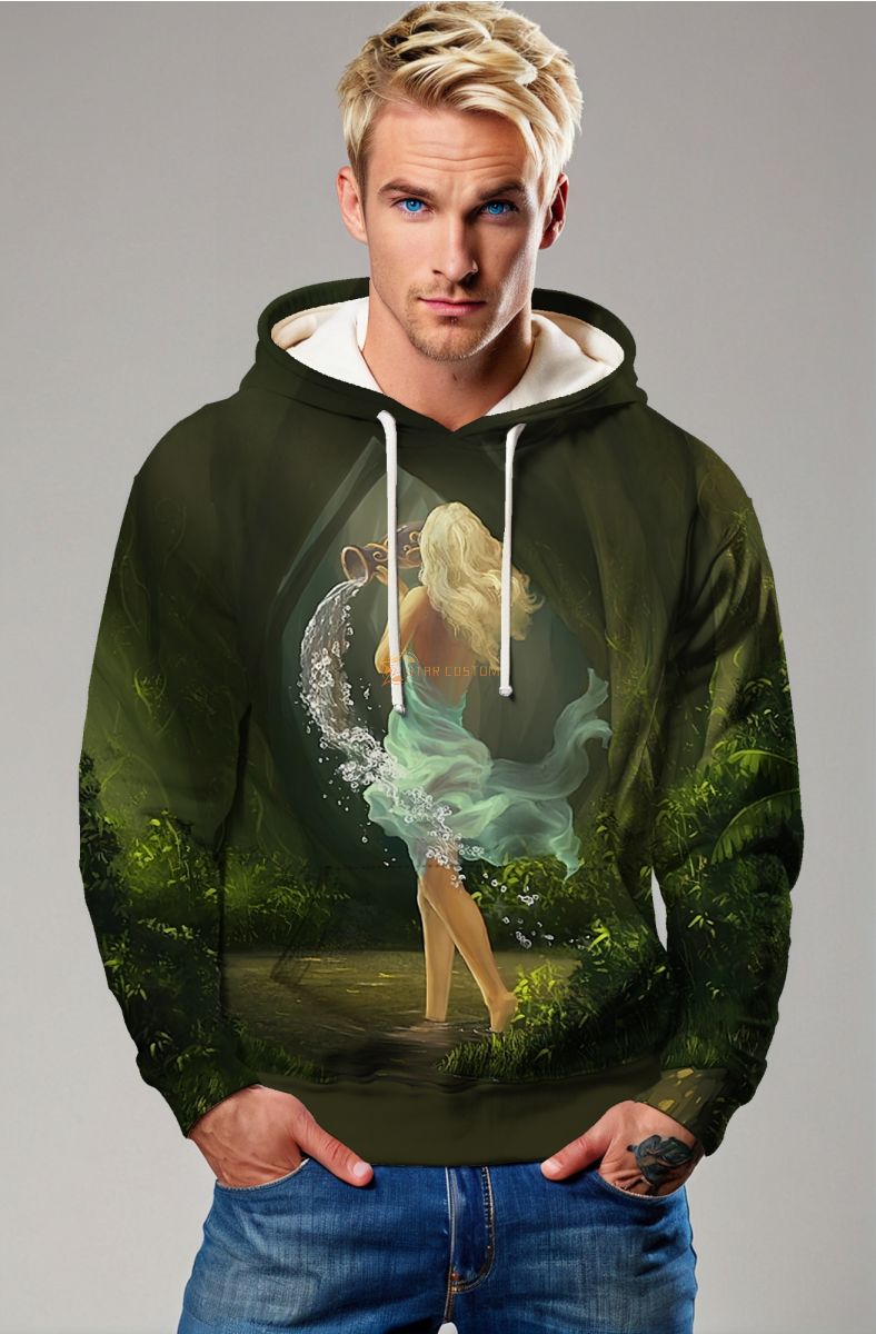 Alcmene Goddess Inspired Aquarius Green Hoodie Unisex Forest Edition