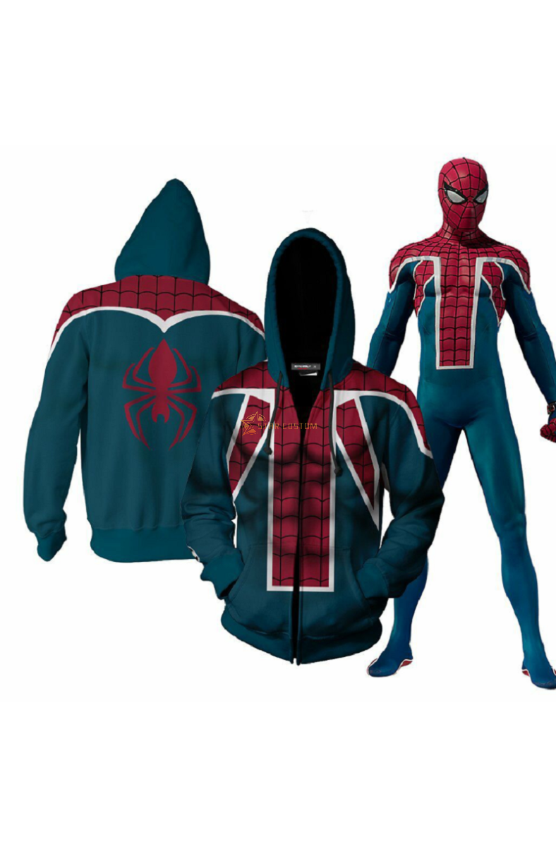 Avengers Avengers Spider Marvel Inspired Zip Up Hoodie Unisex