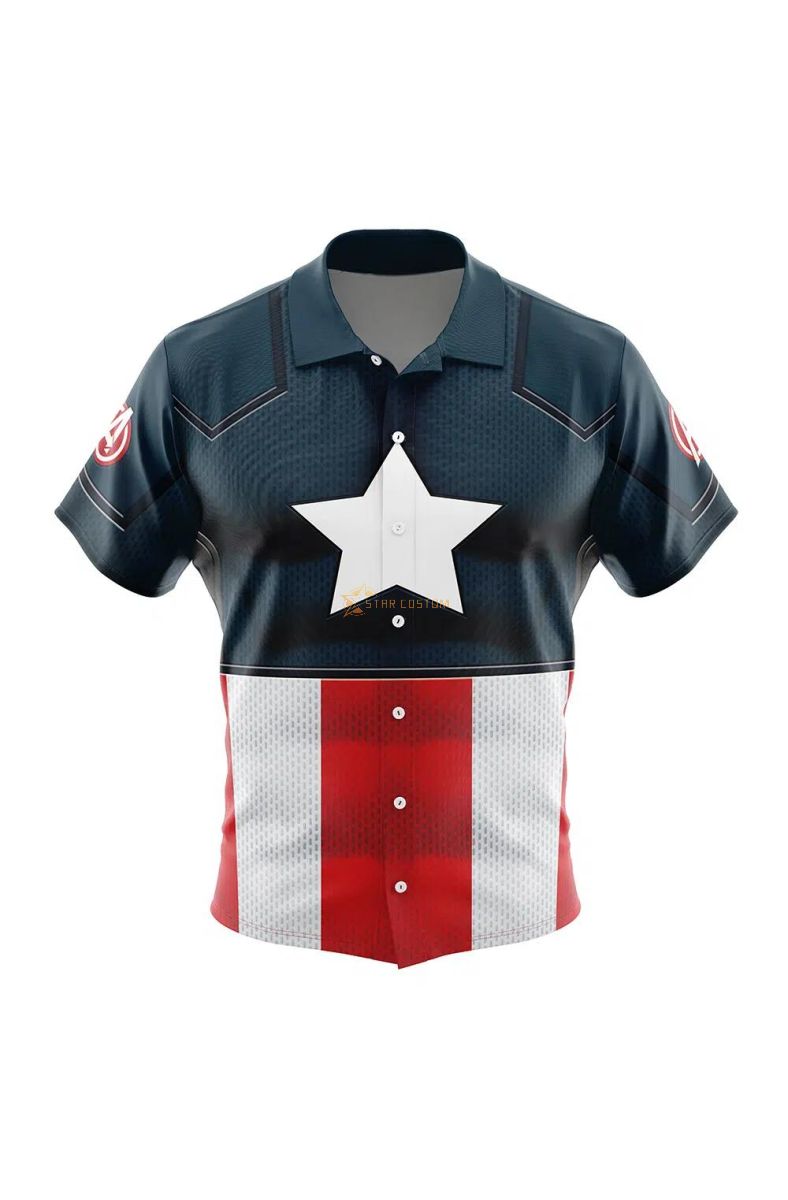 Captain America Marvel Button Up Hawaiian Shirt