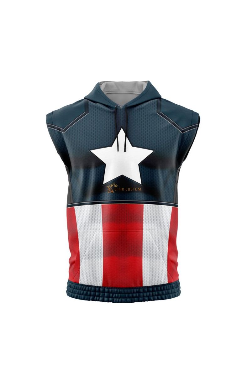 Captain America Cosplay Marvel Sleeveless Hoodie