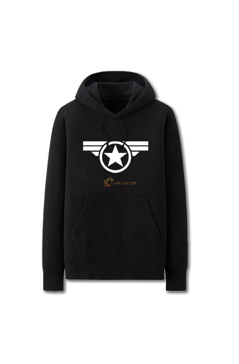 Captain America Solid Color Star Chest B Marvel Inspired Hoodie Solid