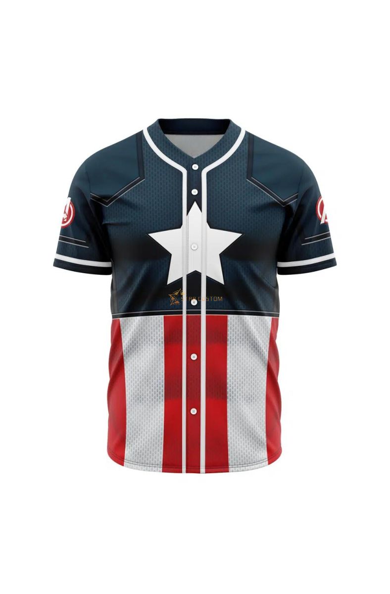 Captain America Cosplay Marvel Baseball Jersey