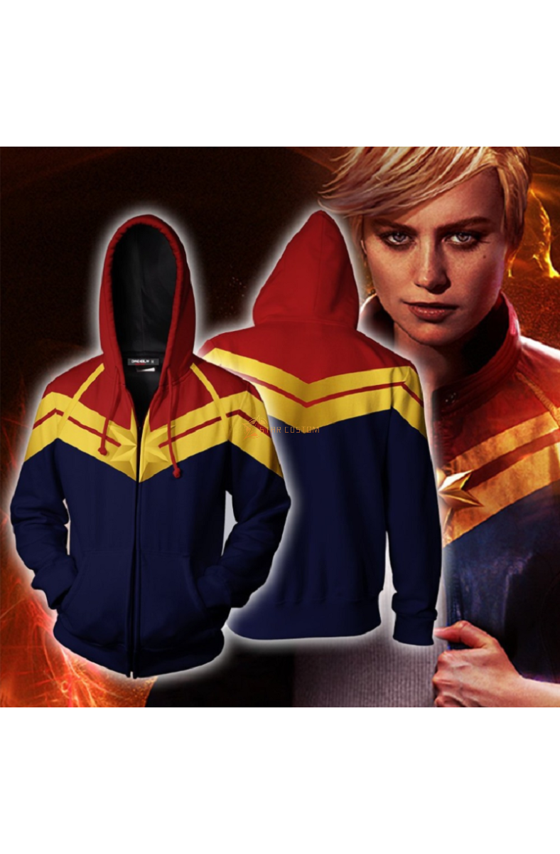 Marvel Carol Danvers Zip Up Marvel Inspired Zip Up Hoodie Comfort Wear