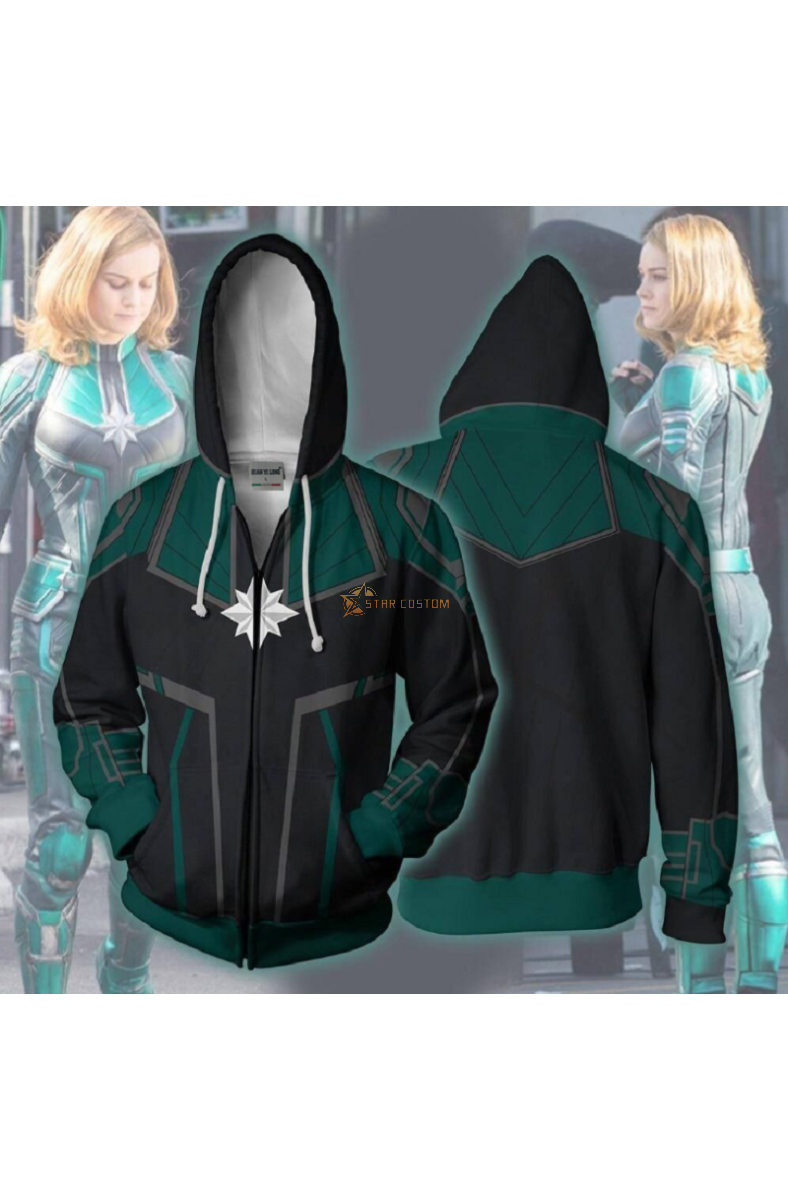 Marvel Carol Danvers Zip Up Marvel Inspired Zip Up Hoodie Classic Fit