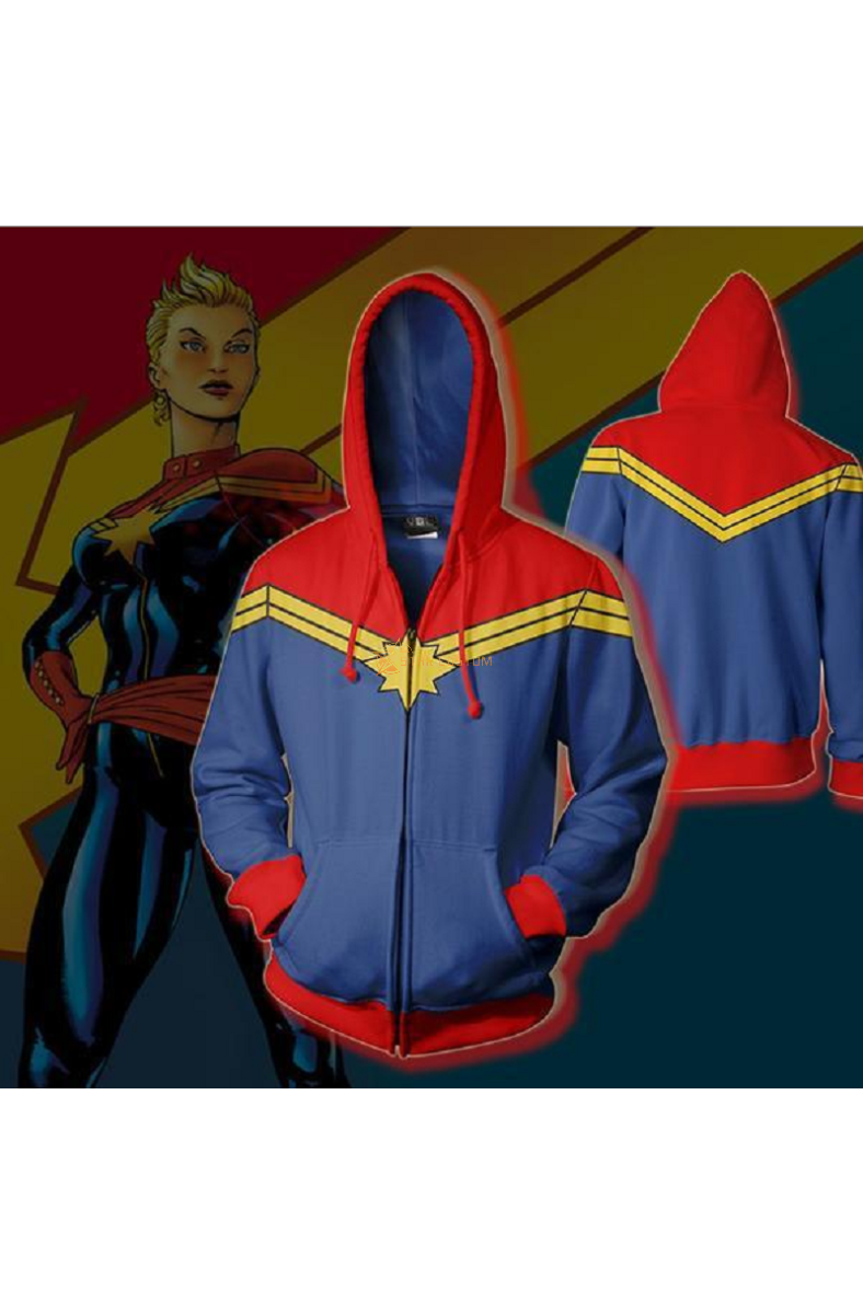 Marvel Carol Danvers Zip Up Marvel Inspired Zip Up Hoodie