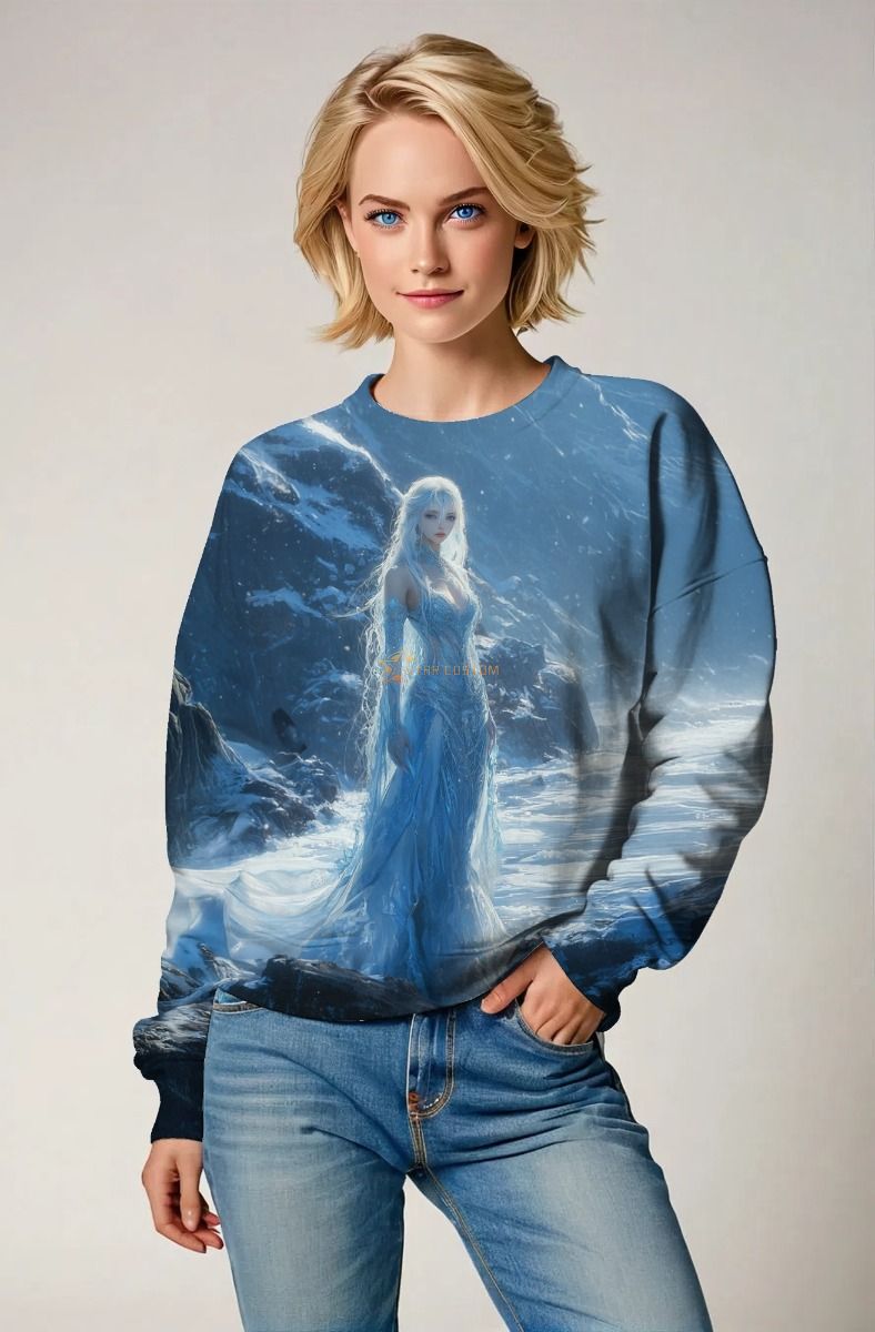 Aquarius Zodiac Collection: Frozen Vision - The Ice Queen of the Skies Hoodie, Sweatshirt, Zip-Up, T-Shirt