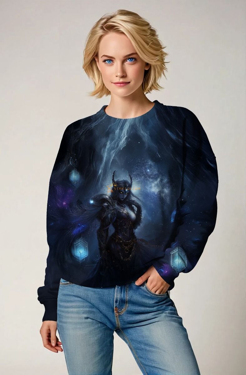 Capricorn's Mystical Journey: The Queen of Stars Hoodie, Sweatshirt, Zip-Up, T-Shirt