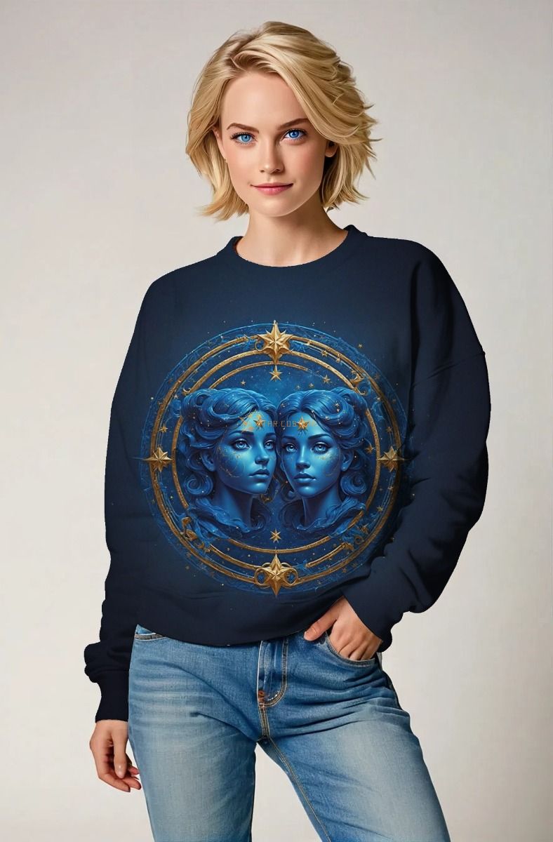 Gemini Zodiac: Celestial Harmony with Stars and Dual Faces Hoodie, Sweatshirt, Zip-Up, T-Shirt