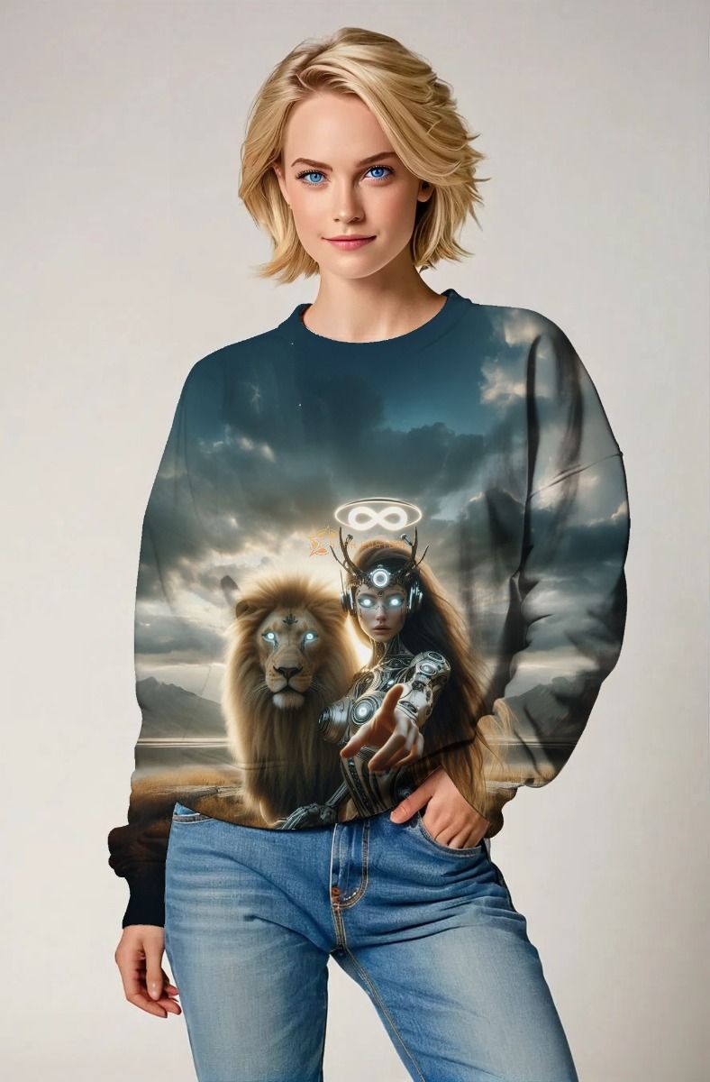 Infinite Majesty: The Cyber Lioness Hoodie, Sweatshirt, Zip-Up, T-Shirt