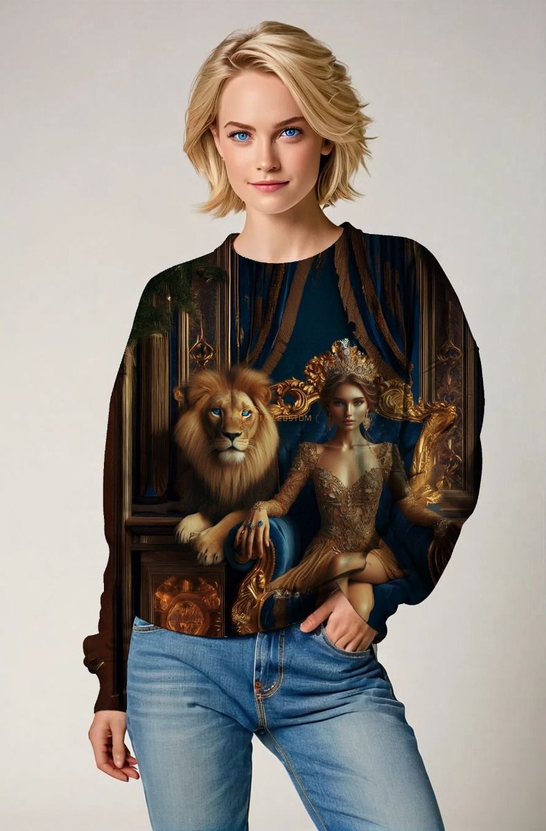 Golden Kingdom: The Lion's Queen in Regal Splendor Hoodie, Sweatshirt, Zip-Up, T-Shirt