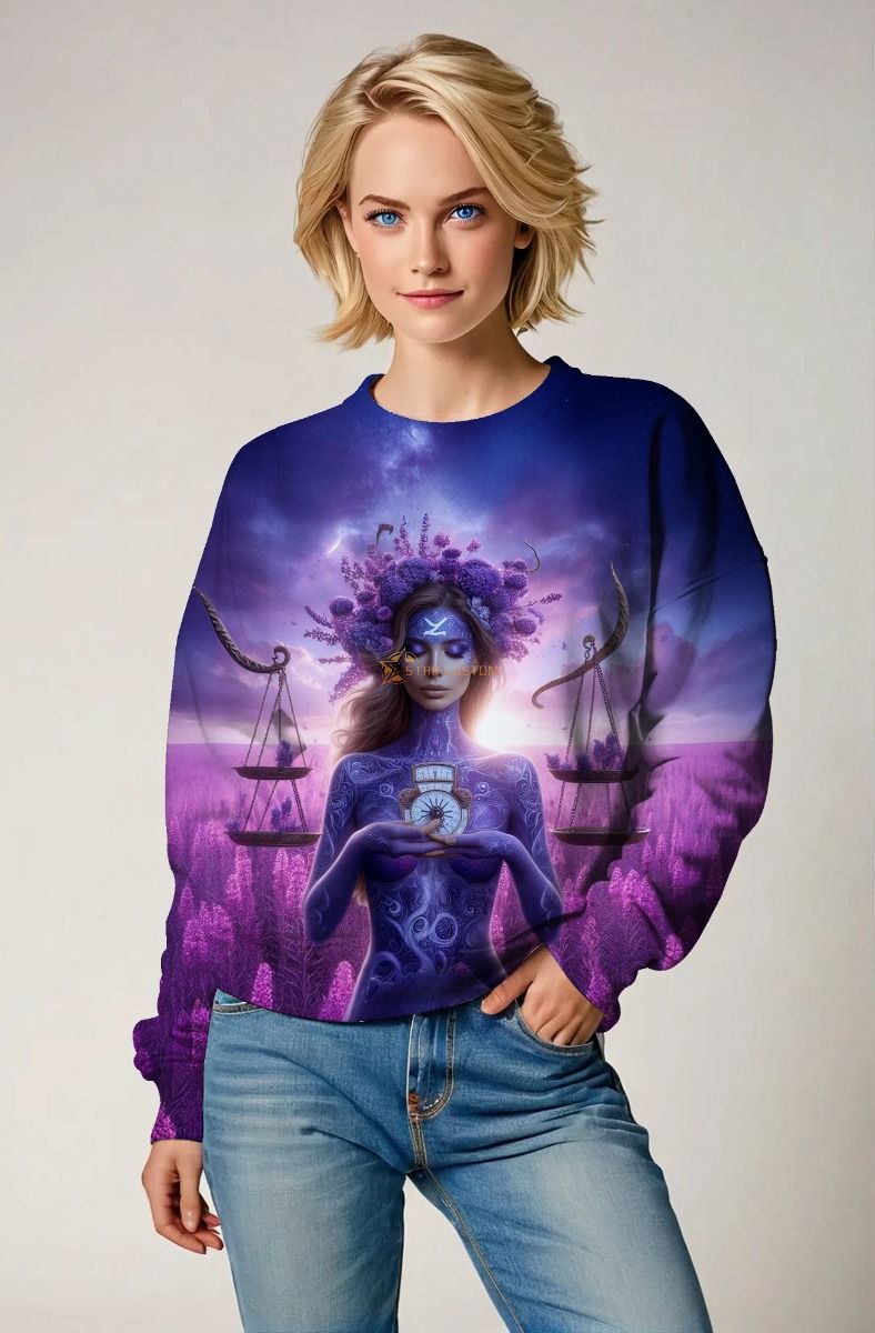Libra Zodiac Collection: The Balance of Harmony Light Angel Design Sweatshirt