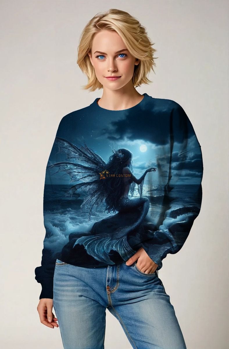 Moonlit Tide: The Enchanted Siren Hoodie, Sweatshirt, Zip-Up, T-Shirt
