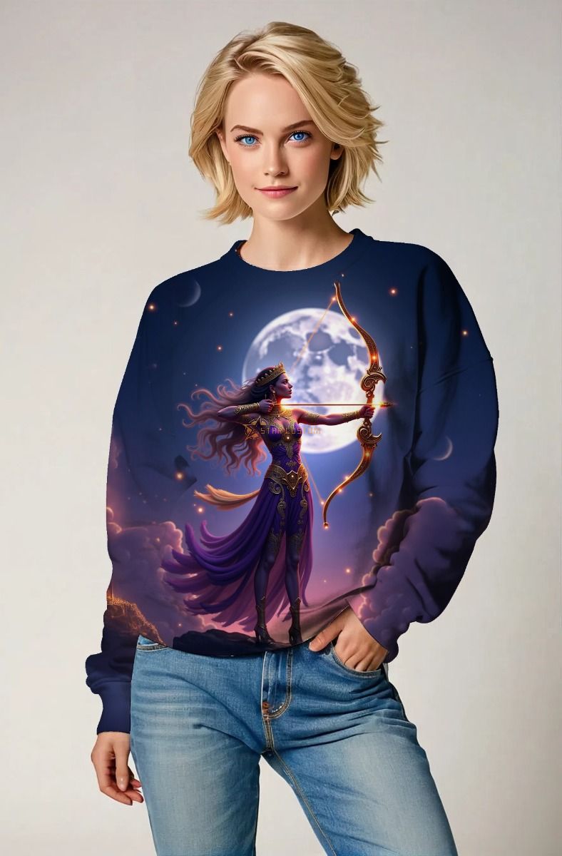 Sagittarius' Starborn Hunter: The Moonlit Quest Hoodie, Sweatshirt, Zip-Up, T-Shirt