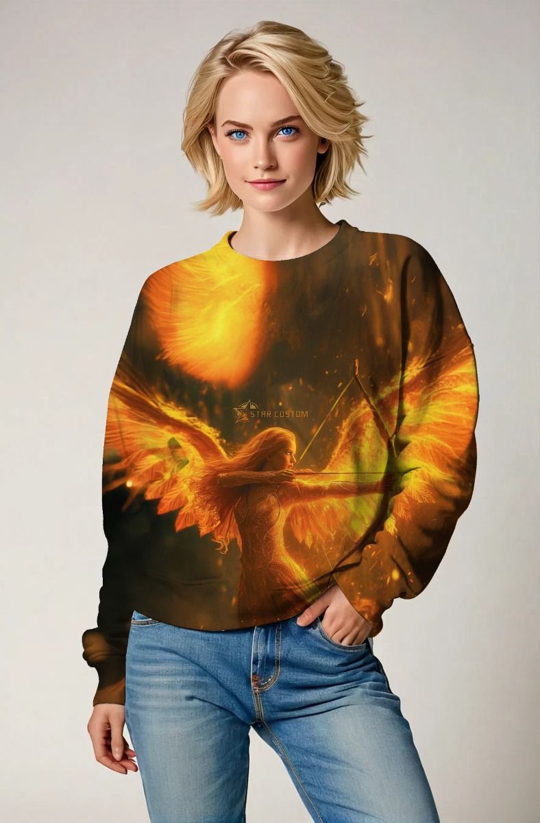 Sagittarius' Flamewing Archer: The Fiery Guardian Hoodie, Sweatshirt, Zip-Up, T-Shirt