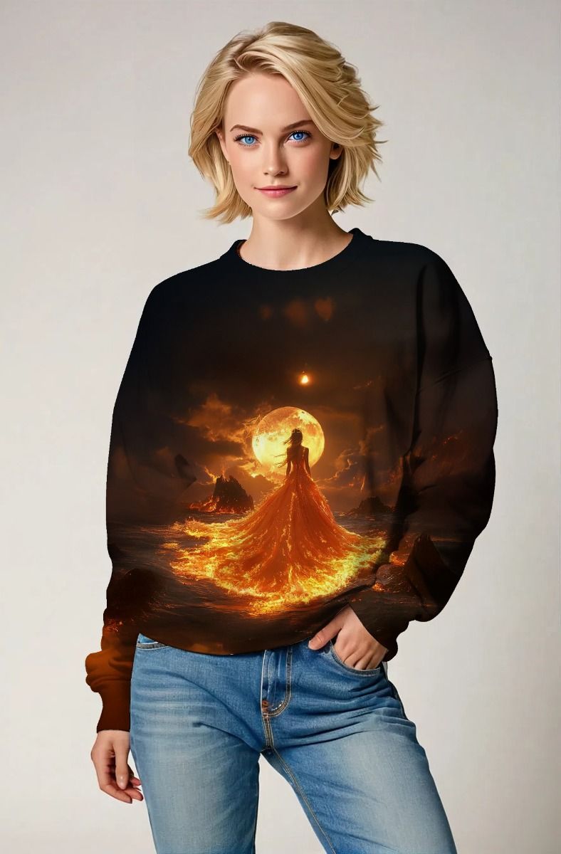 Scorpio Zodiac Collection: Fiery Empress and the Fiery Moon Double-Faced Design Hoodie, Sweatshirt, Zip-Up, T-Shirt