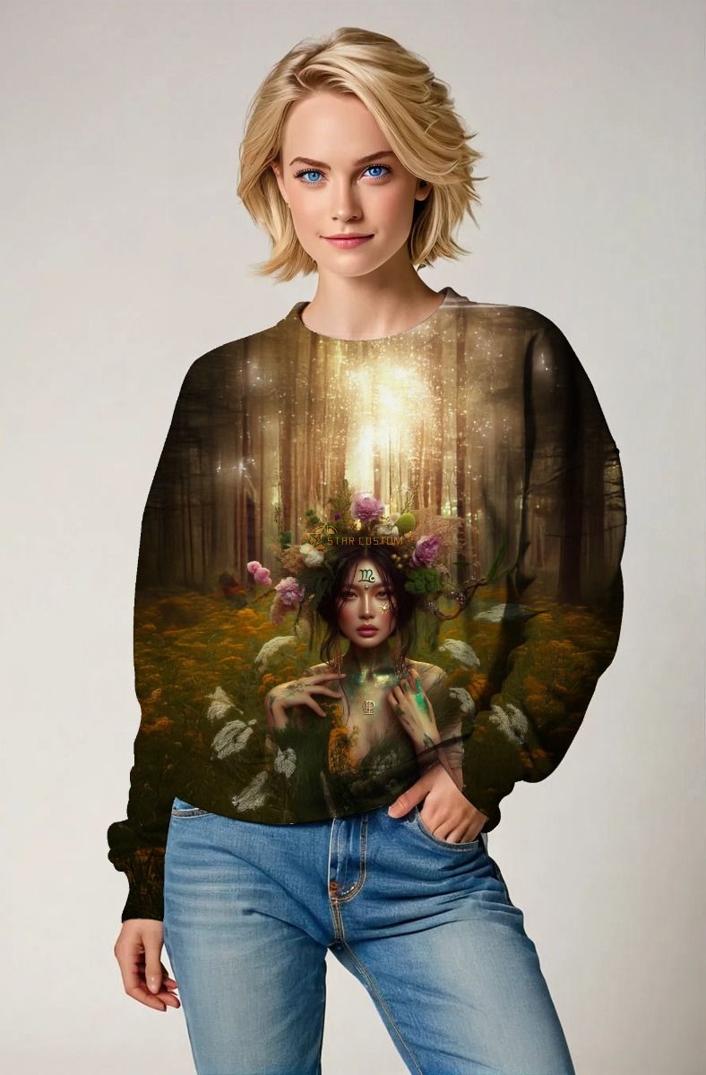 Virgo Zodiac Collection: The Mystic Forest Priestess Hoodie, Sweatshirt, Zip-Up, T-Shirt