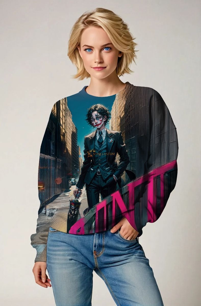 Black Joker City Scene Crewneck Sweatshirt