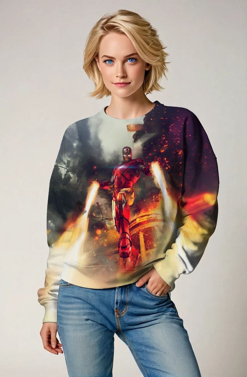 White Iron Man Jet Flight Crewneck Sweatshirt