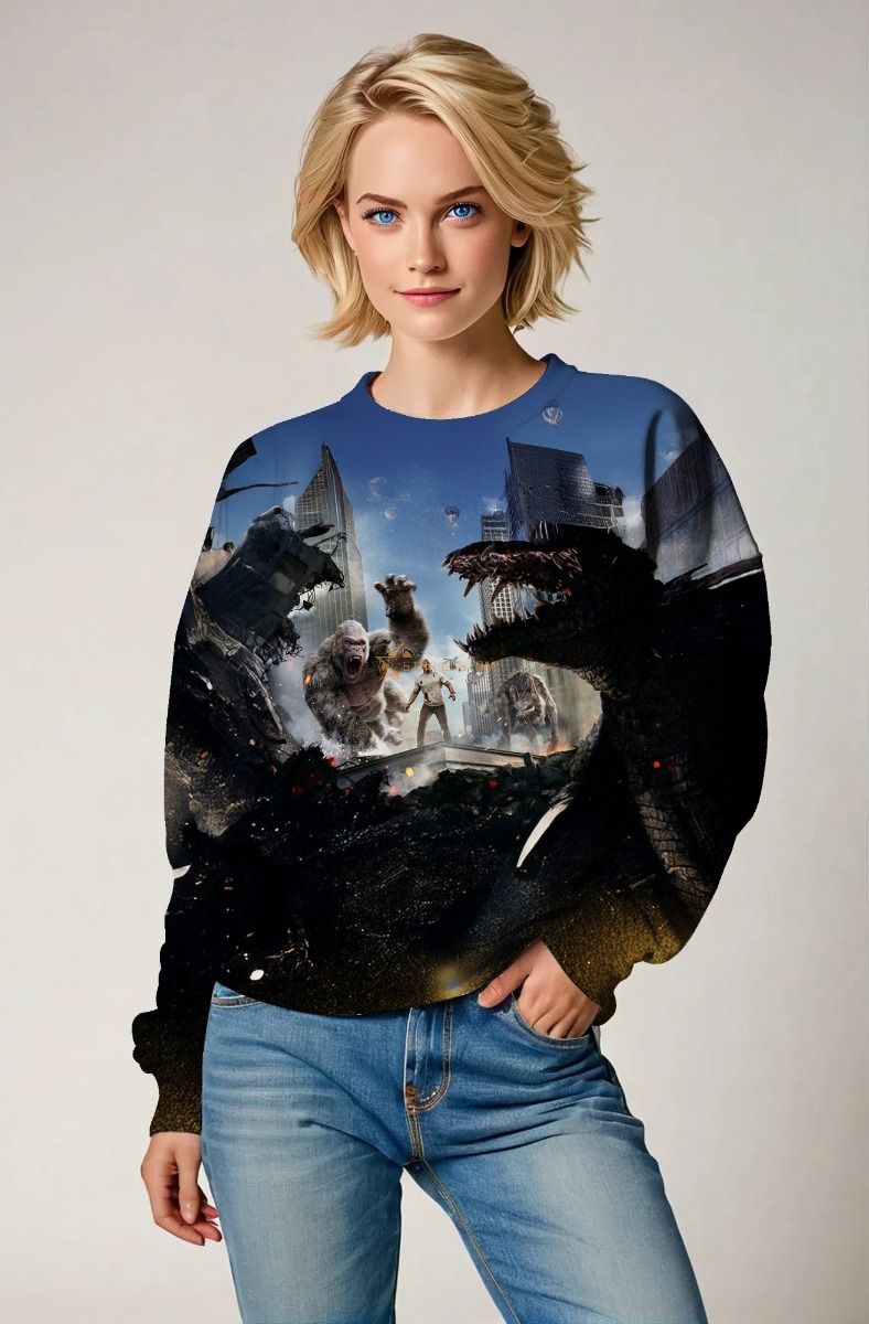 Deep Blue Monster Battle Sweatshirt
