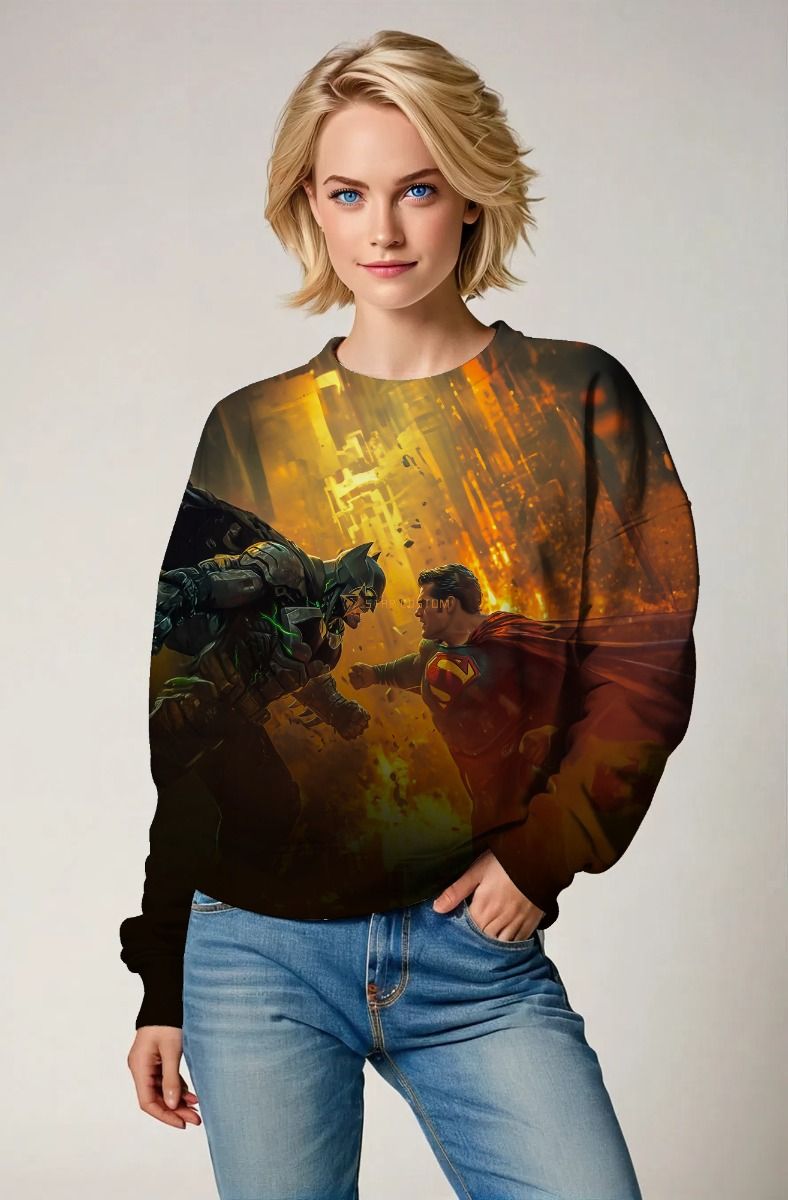Black & Orange Batman vs Superman Graphic Sweatshirt