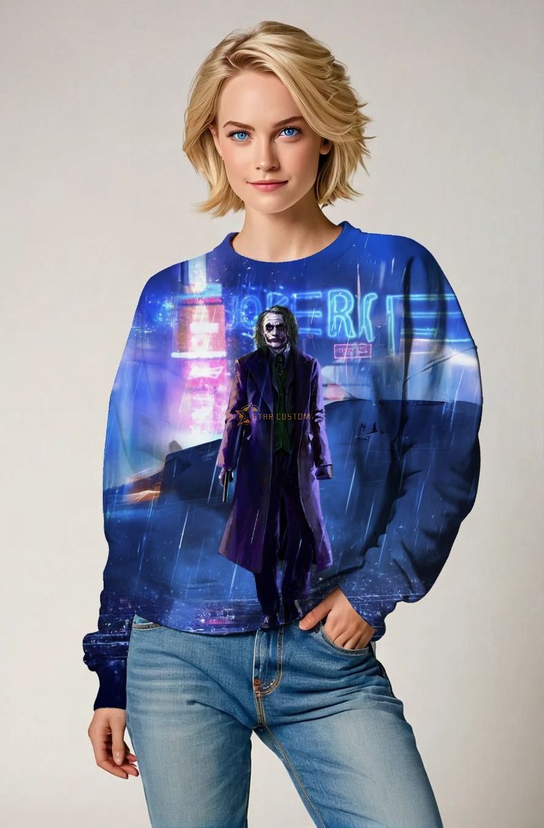 Blue Joker Neon City Graphic Sweatshirt