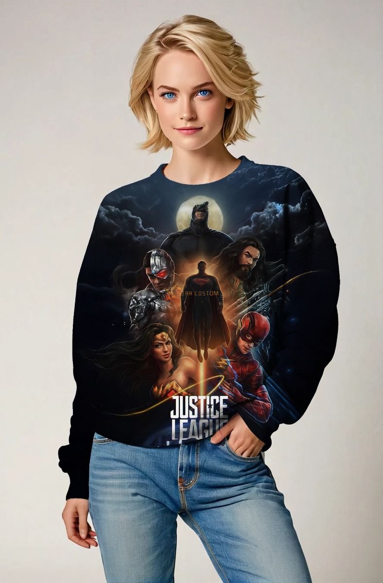  Dark Blue Justice League Graphic Sweatshirt