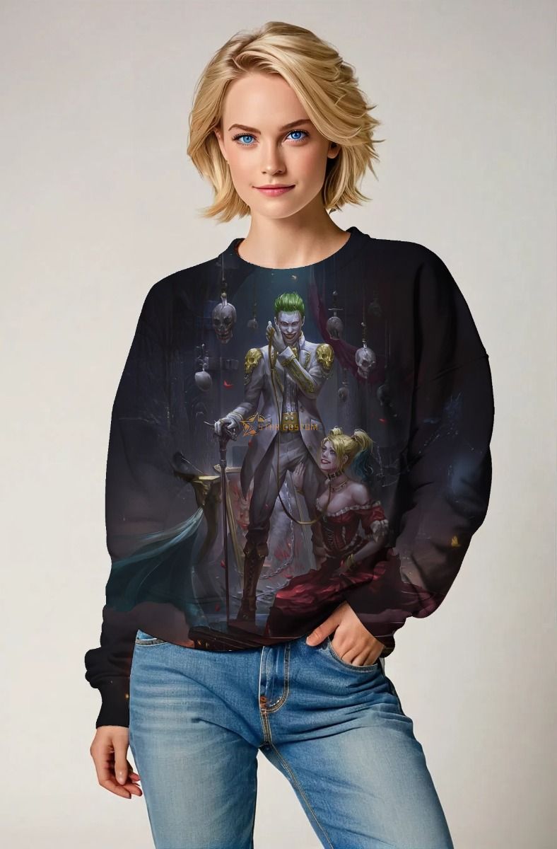 Black Joker & Harley Quinn Graphic Sweatshirt
