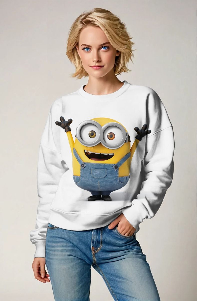 White Minion Graphic Sweatshirt