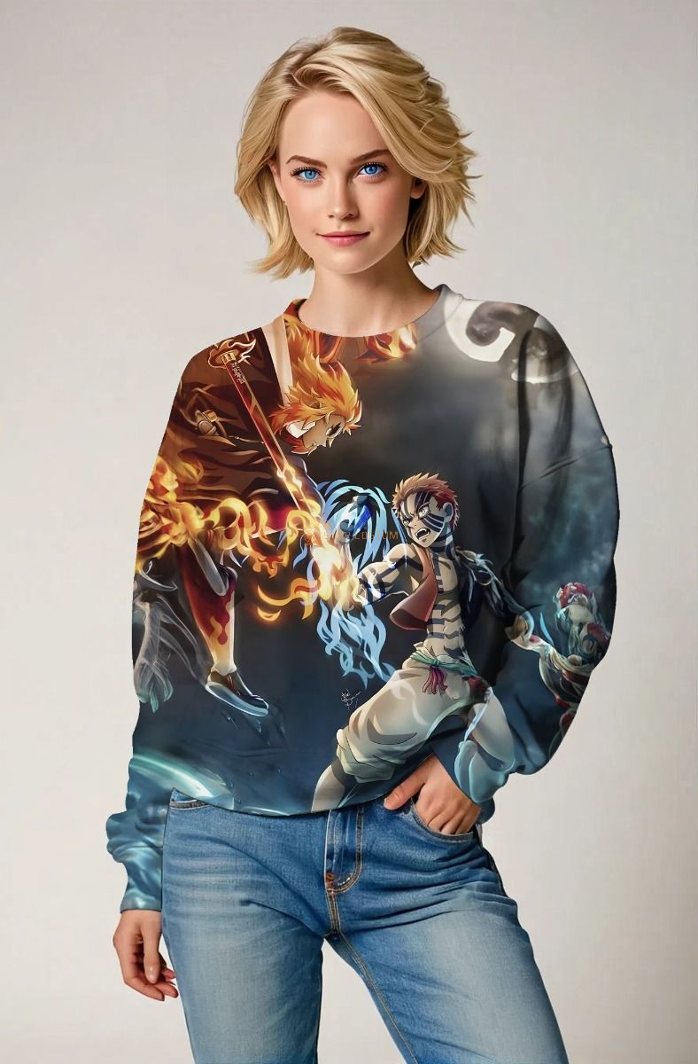 Brown & Blue Anime Battle Sweatshirt