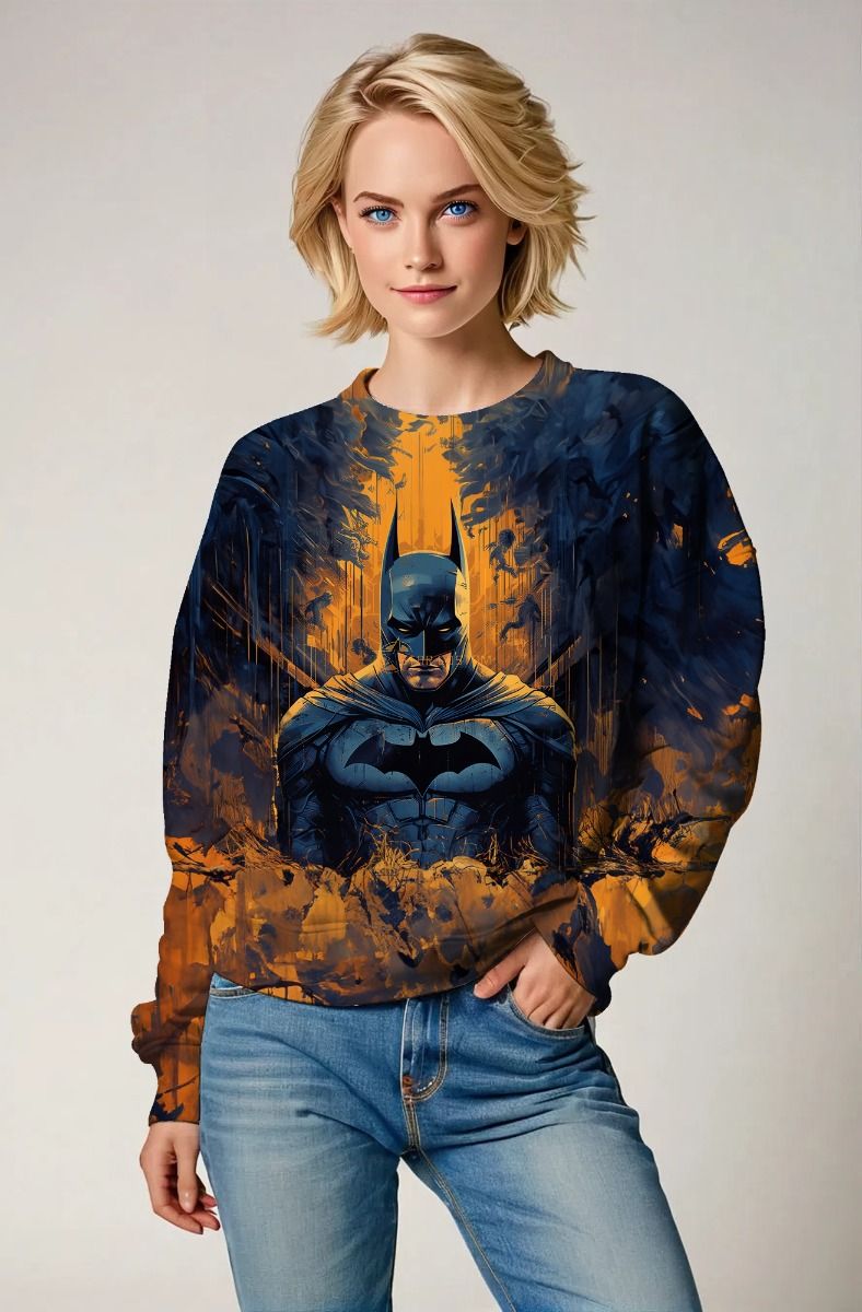 Dark Blue & Orange Batman Graphic Sweatshirt