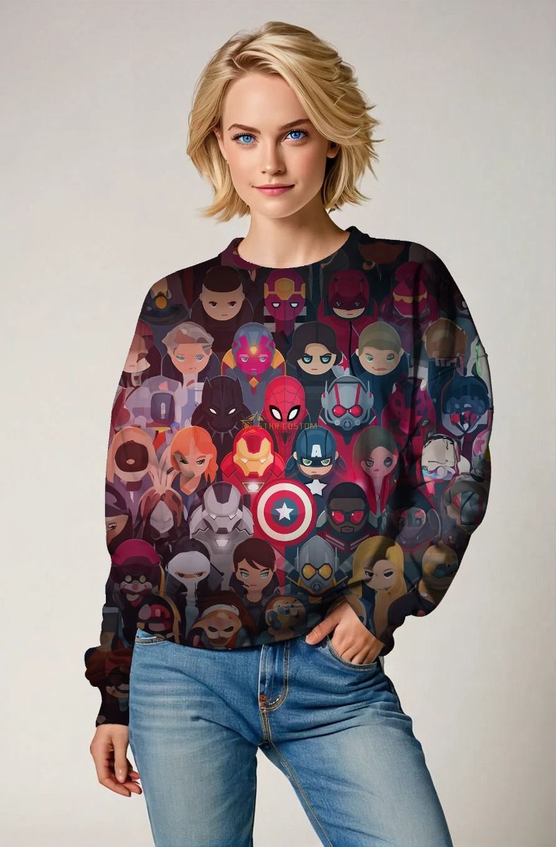 Dark Multicolor Marvel Heroes Graphic Sweatshirt