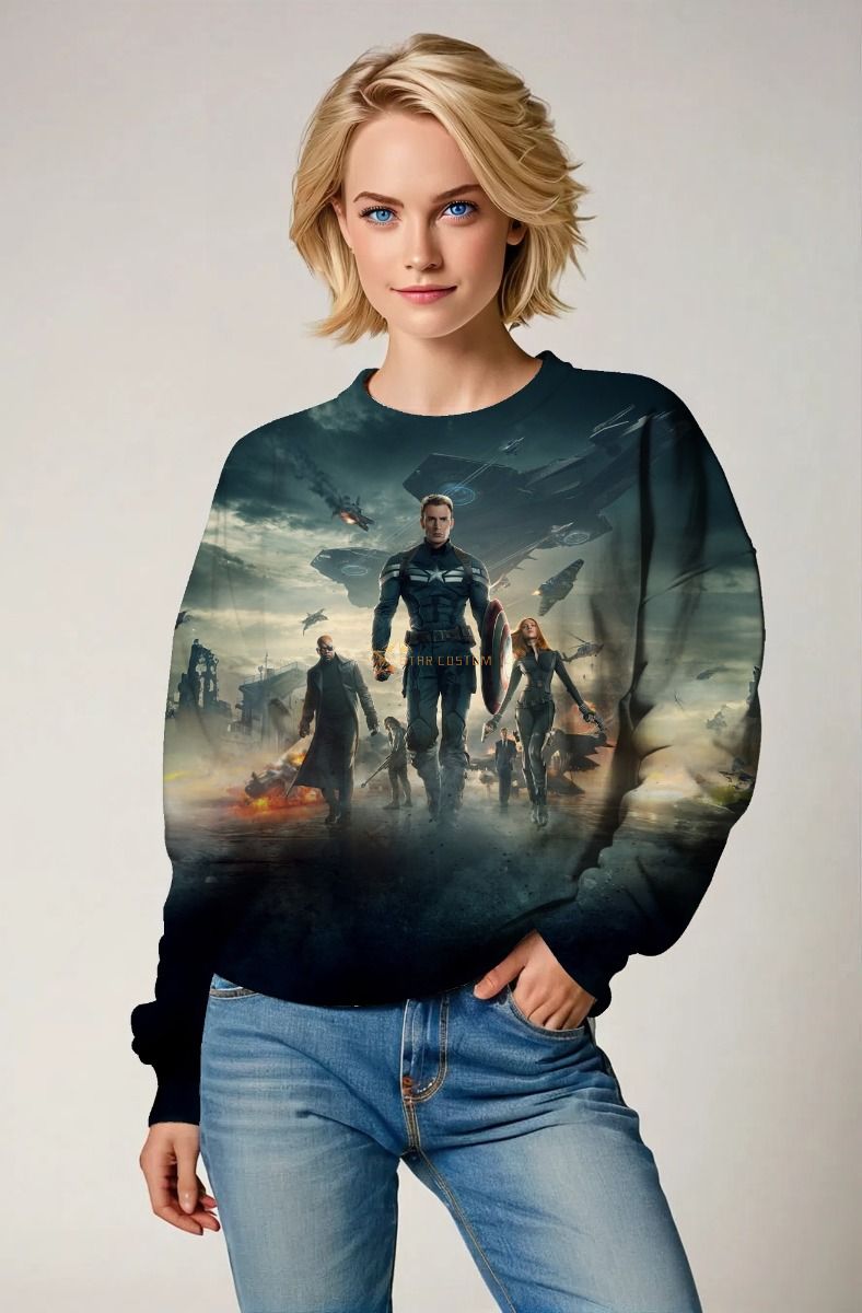 Dark Green Captain America Avengers Graphic Sweatshirt