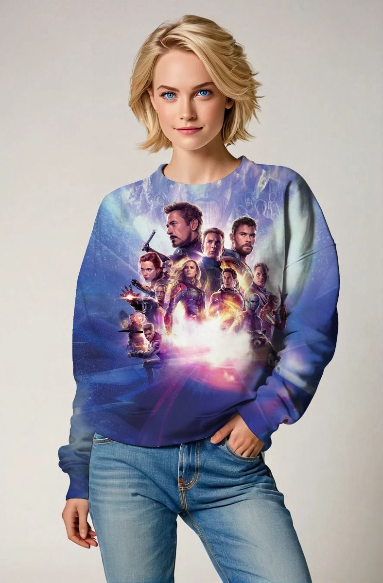 Bright Blue Avengers Endgame Graphic Sweatshirt