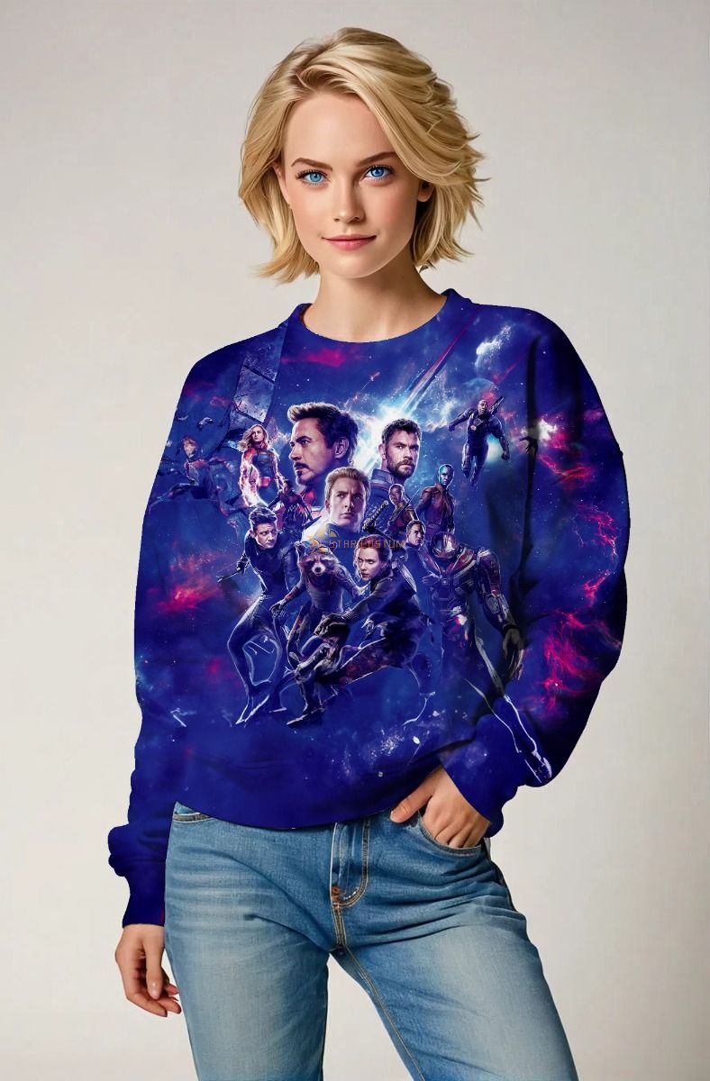 Dark Blue Avengers Galaxy Graphic Sweatshirt