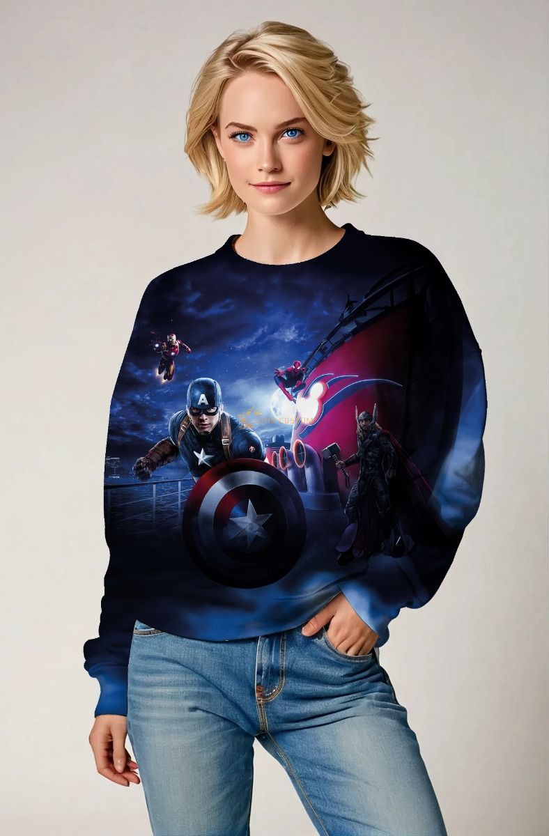 Dark Blue Captain America & Avengers Night Battle Sweatshirt