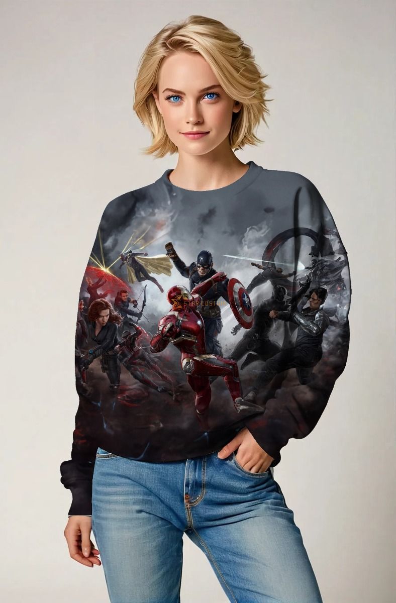 Gray Avengers Battle Scene Sweatshirt
